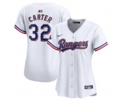 Women Texas Rangers 32 Evan Carter White 2024 Gold Collection Stitched Baseball Jersey