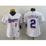 Women's Texas Rangers #2 Marcus Semien Number White 2024 Gold Collection Limited Cool Base Jersey