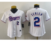 Women's Texas Rangers #2 Marcus Semien Number White 2024 Gold Collection Limited Cool Base Jerseys