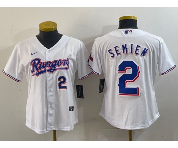 Women's Texas Rangers #2 Marcus Semien Number White 2024 Gold Collection Limited Cool Base Jerseys