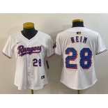 Women's Texas Rangers #28 Jonah Heim Number White 2024 Gold Collection Limited Cool Base Jersey