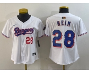 Women's Texas Rangers #28 Jonah Heim Number White 2024 Gold Collection Limited Cool Base Jerseys