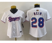 Women's Texas Rangers #28 Jonah Heim White 2024 Gold Collection Limited Cool Base Jersey