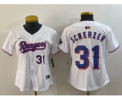 Women's Texas Rangers #31 Max Scherzer Number White 2024 Gold Collection Limited Cool Base Jerseys