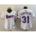 Women's Texas Rangers #31 Max Scherzer White 2024 Gold Collection Limited Cool Base Jersey