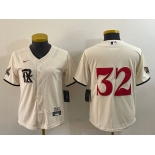 Women's Texas Rangers #32 Evan Carter Cream 2023 City Connect Stitched Baseball Jersey(Run Small)