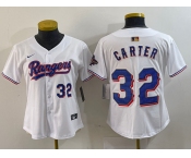 Women's Texas Rangers #32 Evan Carter Number White 2024 Gold Collection Limited Cool Base Jersey