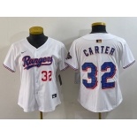 Women's Texas Rangers #32 Evan Carter Number White 2024 Gold Collection Limited Cool Base Jerseys