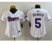 Women's Texas Rangers #5 Corey Seager White 2024 Gold Collection Limited Cool Base Jersey