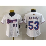 Women's Texas Rangers #53 Adolis Garcia Number White 2024 Gold Collection Limited Cool Base Jerseys