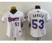 Women's Texas Rangers #53 Adolis Garcia Number White 2024 Gold Collection Limited Cool Base Jerseys