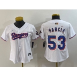 Women's Texas Rangers #53 Adolis Garcia White 2024 Gold Collection Limited Cool Base Jersey