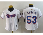 Women's Texas Rangers #53 Adolis Garcia White 2024 Gold Collection Limited Cool Base Jersey