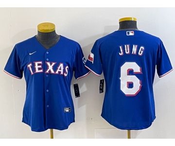 Women's Texas Rangers #6 Josh Jung Blue Stitched MLB Cool Base Nike Jersey