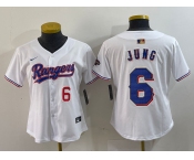 Women's Texas Rangers #6 Josh Jung Number White 2024 Gold Collection Limited Cool Base Jersey