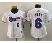 Women's Texas Rangers #6 Josh Jung Number White 2024 Gold Collection Limited Cool Base Jerseys