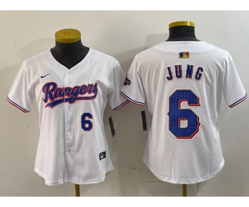 Women's Texas Rangers #6 Josh Jung Number White 2024 Gold Collection Limited Cool Base Jerseys