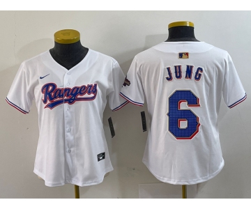 Women's Texas Rangers #6 Josh Jung White 2024 Gold Collection Limited Cool Base Jersey