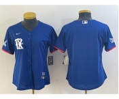 Women's Texas Rangers Blank Royal Blue 2023 City Connect Stitched Baseball Jersey