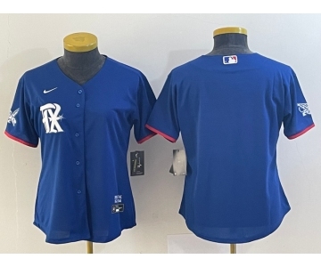 Women's Texas Rangers Blank Royal Blue 2023 City Connect Stitched Baseball Jersey