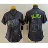 Women'sTampa Bay Rays #21 Jonny DeLuca Number Charcoal 2024 City Connect Limited Stitched Jersey