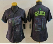 Women'sTampa Bay Rays #21 Jonny DeLuca Number Charcoal 2024 City Connect Limited Stitched Jersey