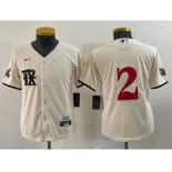 Youth Texas Rangers #2 Marcus Semien Cream 2023 City Connect Stitched Baseball Jersey