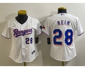 Youth Texas Rangers #28 Jonah Heim Number White 2023 World Series Champions Cool Base Jersey