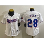 Youth Texas Rangers #28 Jonah Heim White 2023 World Series Champions Cool Base Jersey