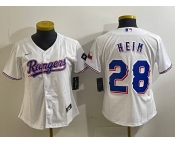 Youth Texas Rangers #28 Jonah Heim White 2023 World Series Champions Cool Base Jersey