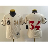 Youth Texas Rangers #34 Nolan Ryan Number Cream 2023 City Connect Stitched Baseball Jersey