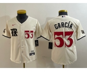 Youth Texas Rangers #53 Adolis Garcia Number Cream 2023 City Connect Cool Base Stitched Jersey