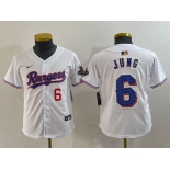 Youth Texas Rangers #6 Josh Jung Number White 2024 Gold Collection Limited Cool Base Jersey