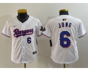 Youth Texas Rangers #6 Josh Jung Number White 2024 Gold Collection Limited Cool Base Jerseys