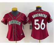 Women's Mexico Baseball #56 Randy Arozarena 2023 Red World Classic Stitched Jersey 1