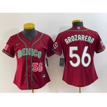 Women's Mexico Baseball #56 Randy Arozarena Number 2023 Red World Classic Stitched Jersey 1