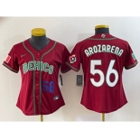 Women's Mexico Baseball #56 Randy Arozarena Number 2023 Red World Classic Stitched Jersey 4