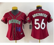 Women's Mexico Baseball #56 Randy Arozarena Number 2023 Red World Classic Stitched Jersey 4