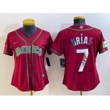 Women's Mexico Baseball #7 Julio Urias Number 2023 Red World Baseball Classic Stitched Jersey10