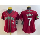 Women's Mexico Baseball #7 Julio Urias Number 2023 Red World Baseball Classic Stitched Jersey13