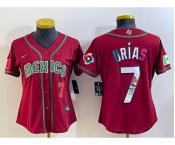 Women's Mexico Baseball #7 Julio Urias Number 2023 Red World Baseball Classic Stitched Jersey4