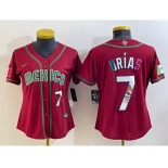 Women's Mexico Baseball #7 Julio Urias Number 2023 Red World Baseball Classic Stitched Jersey8