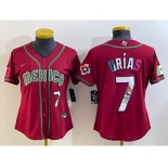 Women's Mexico Baseball #7 Julio Urias Number 2023 Red World Baseball Classic Stitched Jersey9