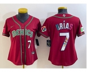 Women's Mexico Baseball #7 Julio Urias Number 2023 Red World Baseball Classic Stitched Jersey9