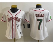 Women's Mexico Baseball #7 Julio Urias Number 2023 White World Classic Stitched Jersey4