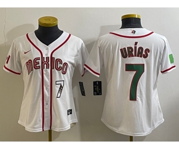 Women's Mexico Baseball #7 Julio Urias Number 2023 White World Classic Stitched Jersey4