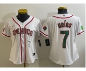 Women's Mexico Baseball #7 Julio Urias Number 2023 White World Classic Stitched Jersey6