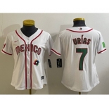 Women's Mexico Baseball #7 Julio Urias Number 2023 White World Classic Stitched Jersey9