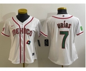 Women's Mexico Baseball #7 Julio Urias Number 2023 White World Classic Stitched Jersey9