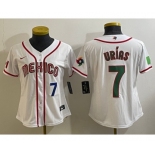 Women's Mexico Baseball #7 Julio Urias Number 2023 White World Classic Stitched Jersey